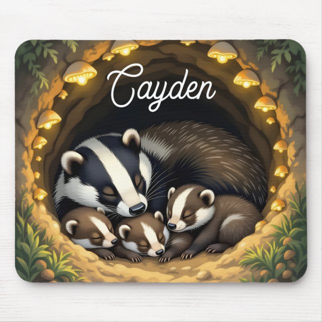 Mousepad Família de Badger Cute Personalizada (Frente)