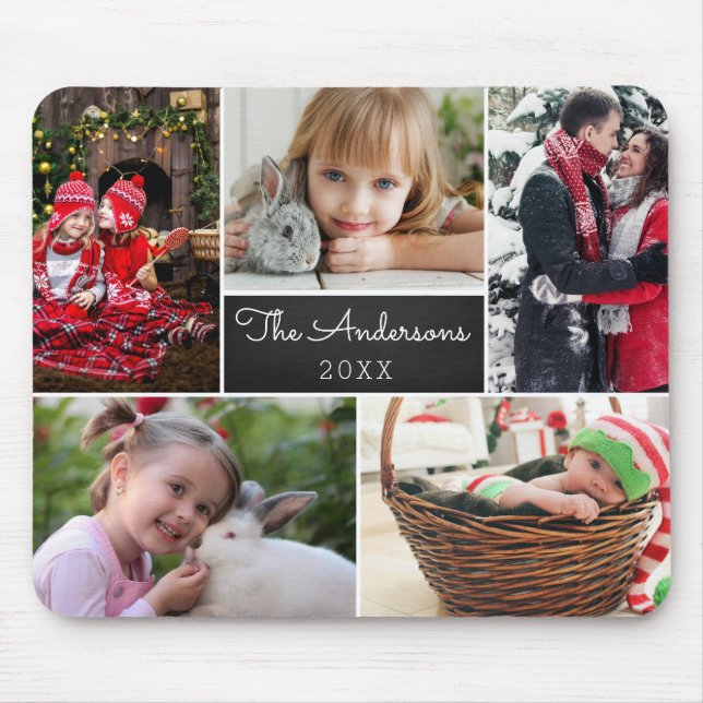 Mousepad Família de Colagem de Fotos Moderna (Frente)