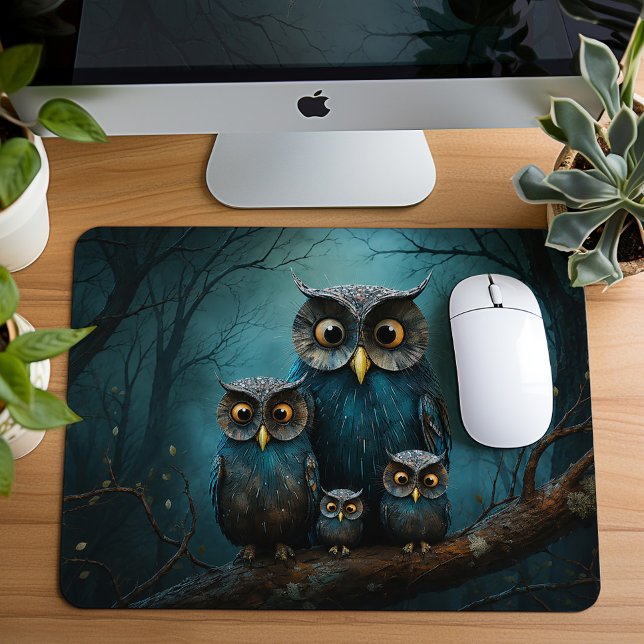 Mousepad Família de Coruja Encantadora Fofa (Criador carregado)