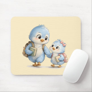 Mousepad Família de Pássaros Fofos Tapete de Mouse para Mes