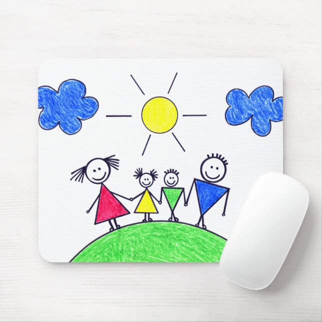 Mousepad Família Doodle Stick na Terra Verde (Com mouse)
