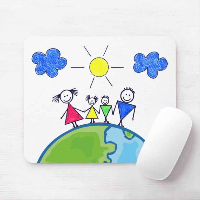 Mousepad Família Doodle Stick No Mundo (Com mouse)