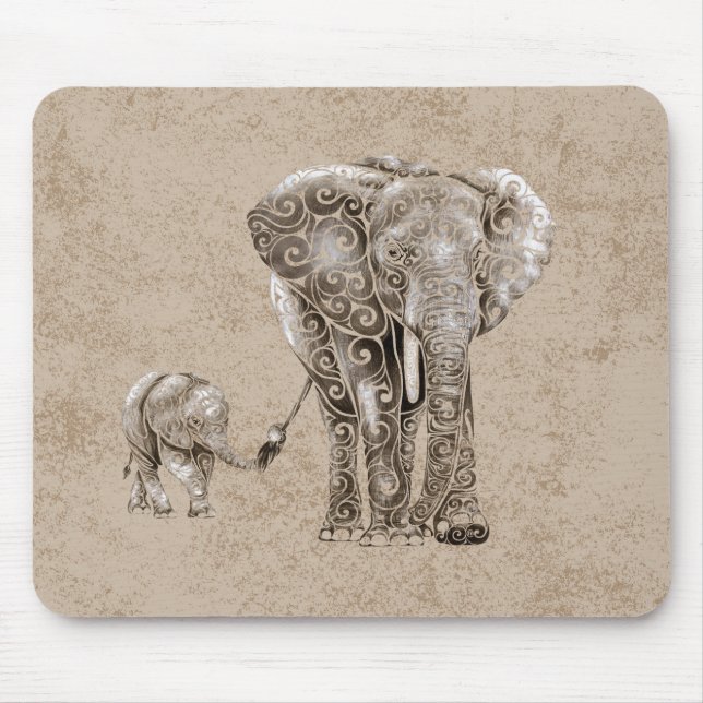 Mousepad Família Elefante Suave (Frente)