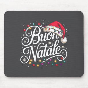 Mousepad Família Italiana Luzes de Natal Chapéu Vermelho de