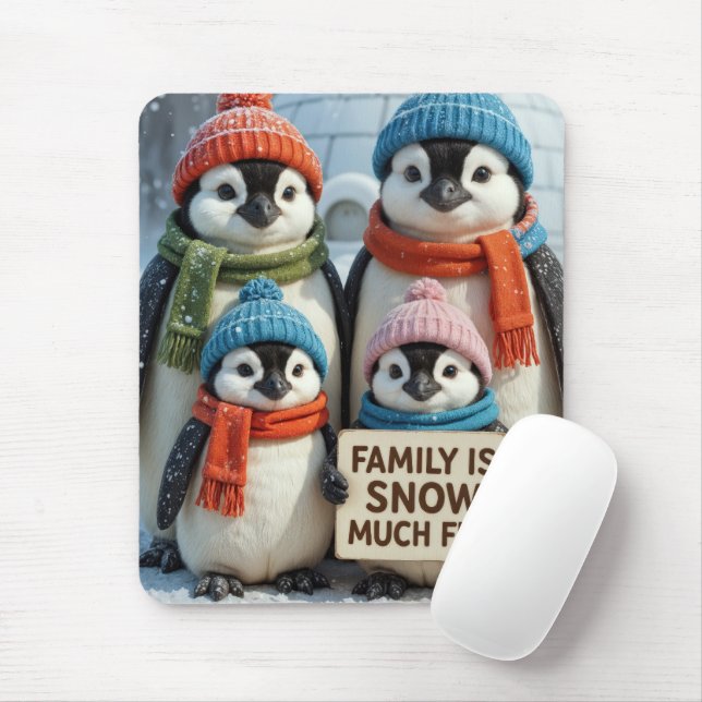 Mousepad Família Pinguim com Sinal Divertido (Com mouse)