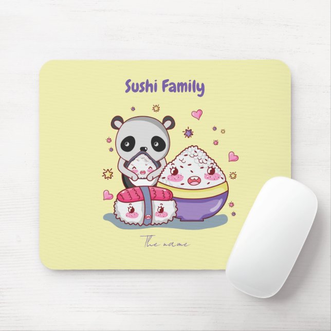 Mousepad Família Sushi (Com mouse)