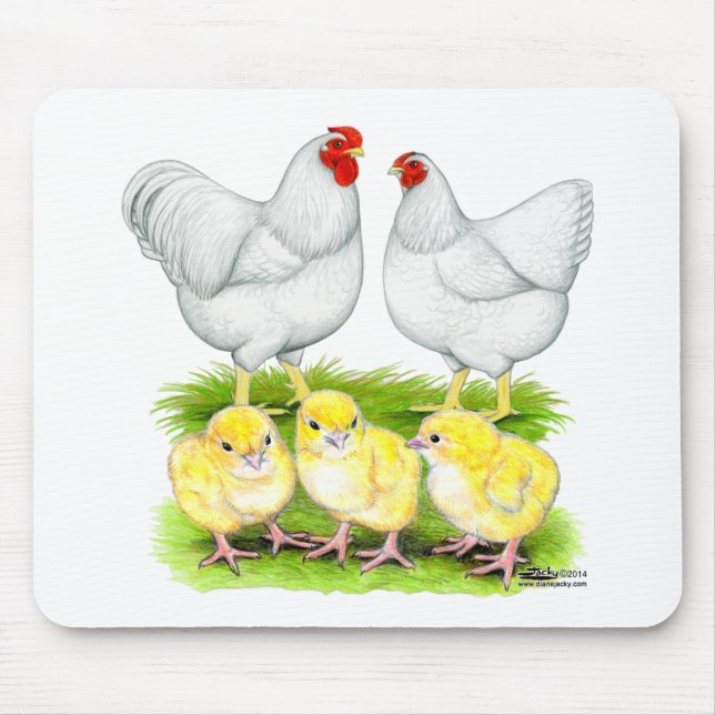 Mousepad Família Wyandotte White Chicken (Frente)