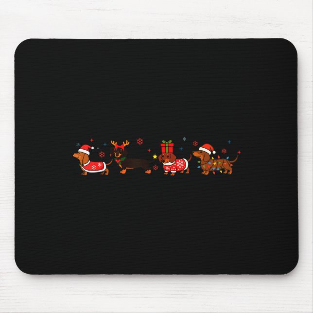 Mousepad Family Dachshund Santa Sleigh Reindeer Snow Christ (Frente)