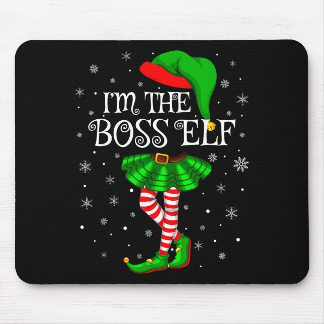 Mousepad Family Matching Women Girls I'm The Boss Elf Chris (Frente)