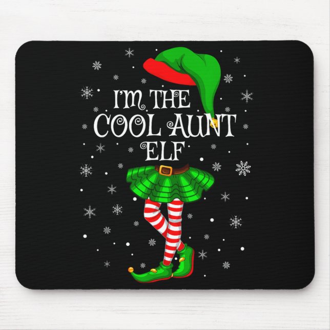 Mousepad Family Matching Women Girls I'm The Cool Aunt Elf  (Frente)