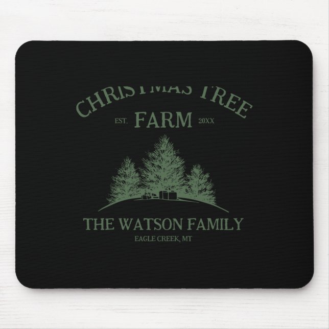 Mousepad Family Name Christmas Tree Farm Retro  (Frente)