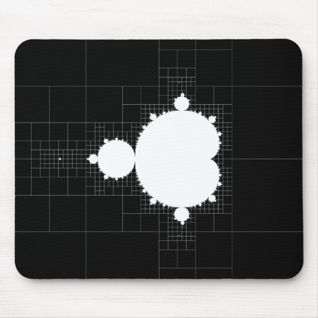 Mousepad Famoso Conjunto Fratural Mandelbrot Branco a Preto (Frente)