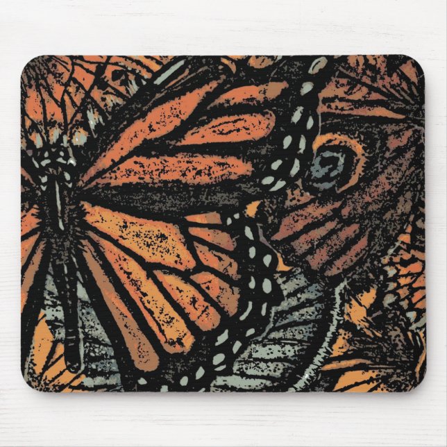 Mousepad Fantasia da borboleta laranja abstrato (Frente)