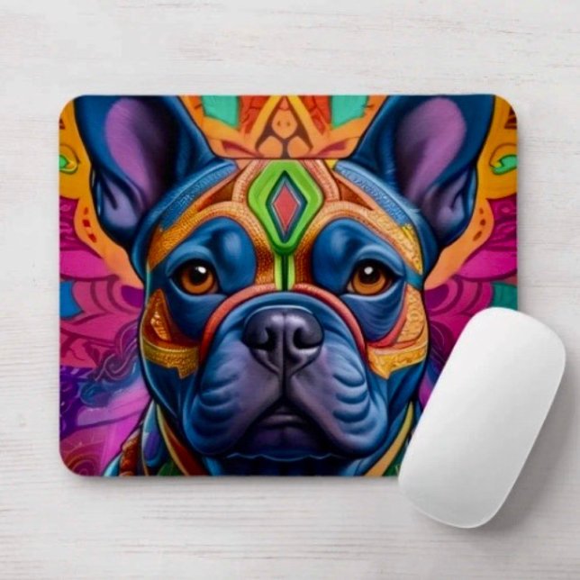Mousepad Fantasia de Aniversário Divertida do Frenchie (Frenchie mousepad durable dust and stain resistant non -slip rubber backing. D: 9.25" L x 7.75"W. )