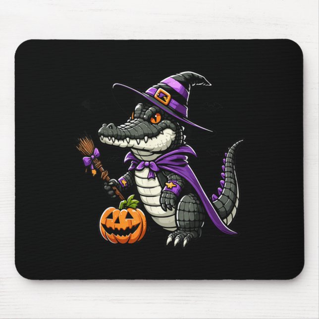 Mousepad Fantasia de Chapéu de Bruxa de Jacaré de Crocodilo (Frente)