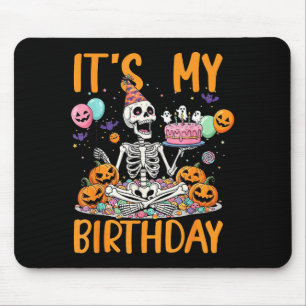 Mousepad Fantasia de Esqueleto de Aniversário no Halloween