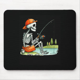 Mousepad Fantasia de Esqueleto Pescando no Halloween Engraç