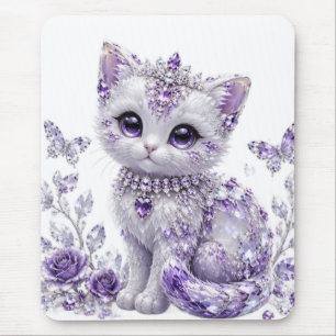 Mousepad Fantasia de Gatinho Joalheiro Roxo Real