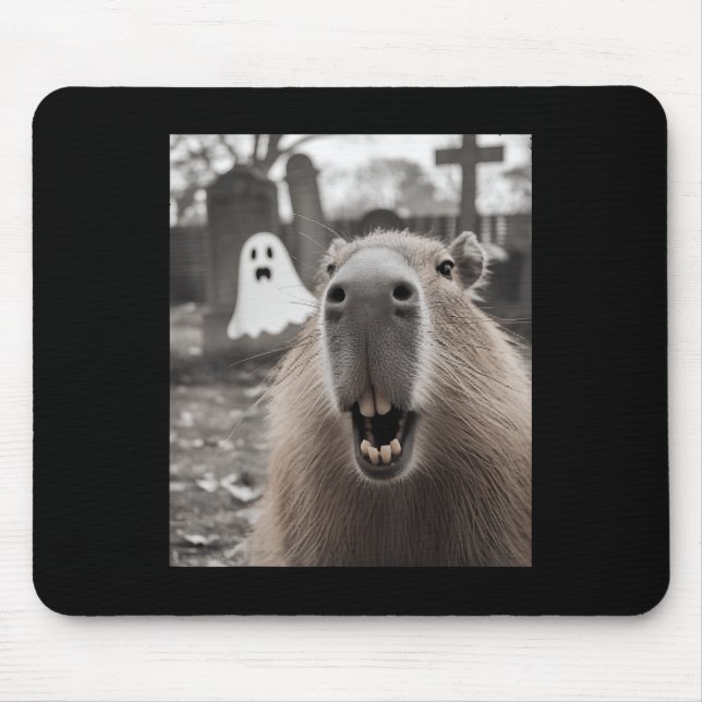 Mousepad Fantasia de Halloween de Fantasma de Capivara Engr (Frente)