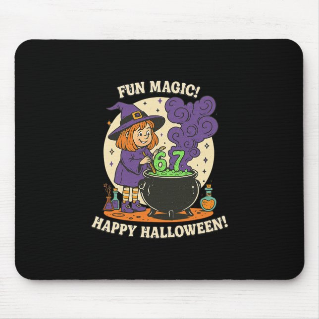 Mousepad Fantasia de Halloween Engraçada 6 7 Bruxa Fofa Ret (Frente)