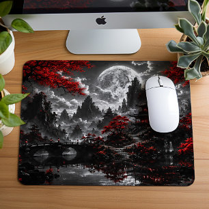Mousepad Fantasia de Jardim Japonês ao Luar