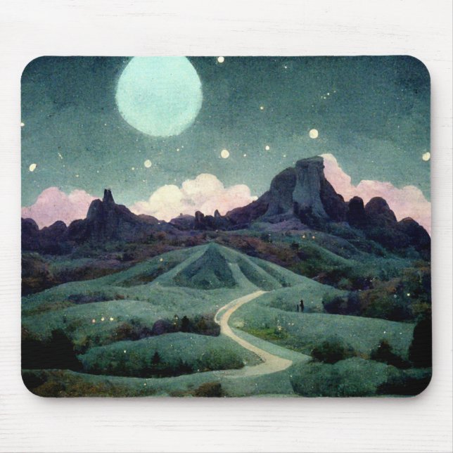 Mousepad Fantasia de Paisagem Lua (Frente)