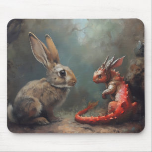Mousepad Fantasia Dragão e Coelho