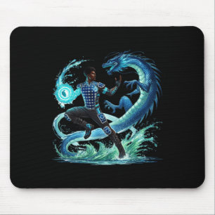 Mousepad Fantasia Dragão Negro Africano Americano Superador