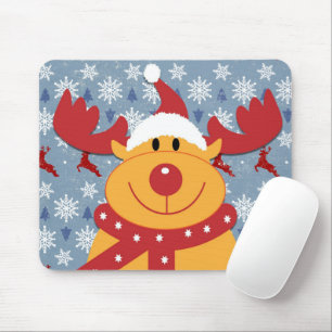 Mousepad fantasia engraçada de veado de natal vestindo nata