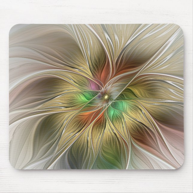 Mousepad Fantasia Floral com o Dourado Abstrato moderno Fra (Frente)