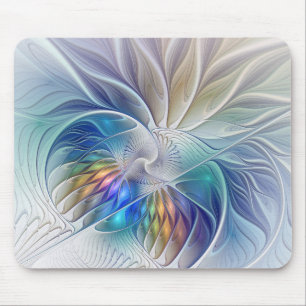 Mousepad Fantasia floral, flor abstrata colorida do Fractal