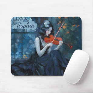 Mousepad Fantasia Gótica Violinista Escuro no Jardim da Lua