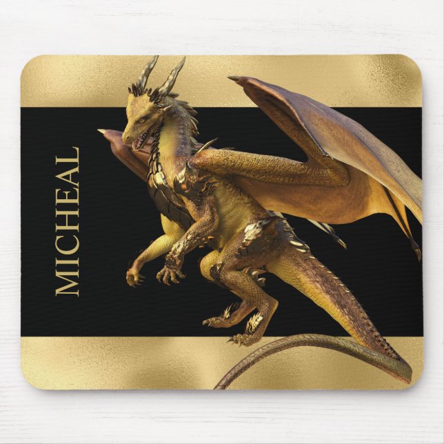 Mousepad Fantasia Personalizada do Dragão Dourado (Frente)