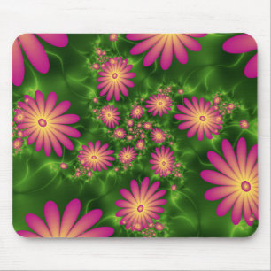 Mousepad Fantasia Rosa Flói Arte Fractal Moderna Abstrato
