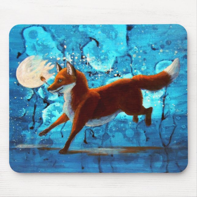Mousepad Fantasia surreal vermelha do Fox Kitsune em (Frente)