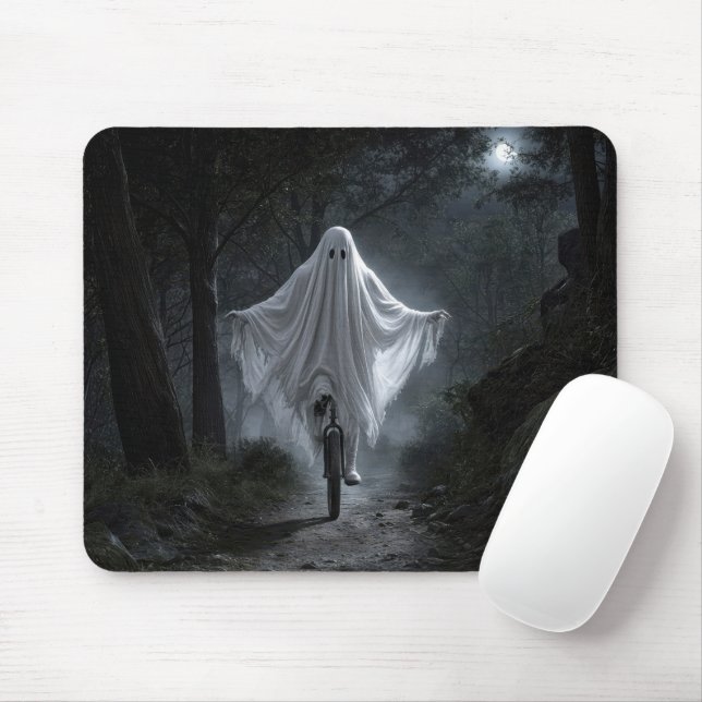 Mousepad Fantasma andando de monociclo em uma floresta assu (Com mouse)