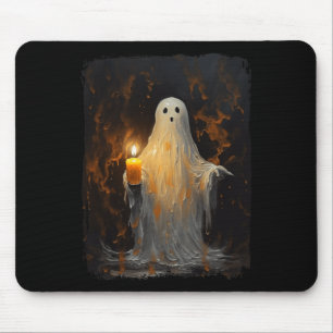 Mousepad Fantasma Bonito Segurando Velas Diversão Halloween