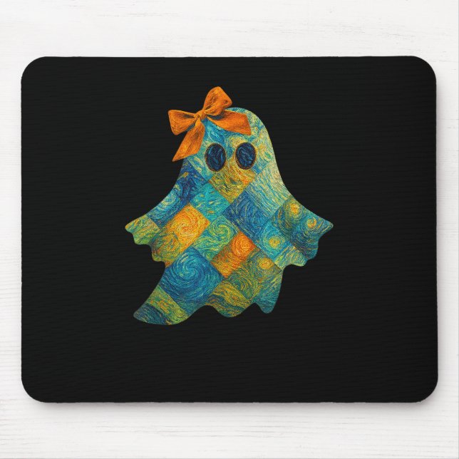 Mousepad Fantasma Com Design de Halloween De Arco Laranja (Frente)