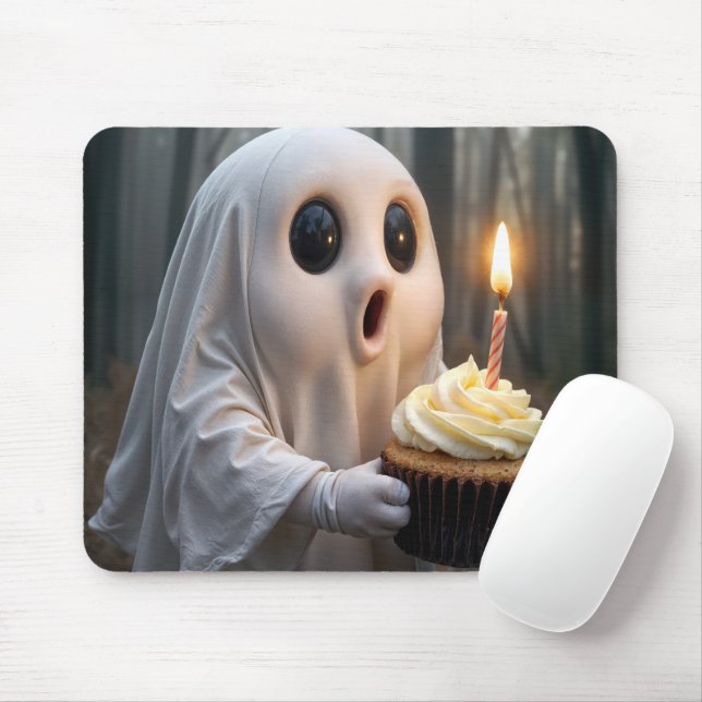 Mousepad Fantasma Com um Bolo de Aniversário (Com mouse)