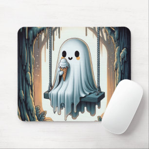 Mousepad Fantasma de desenho animado comendo um cone de sor