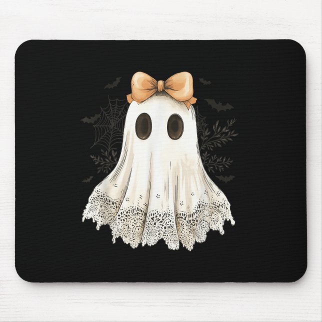 Mousepad Fantasma de Halloween Fofo Com Laço de Renda Estil (Frente)