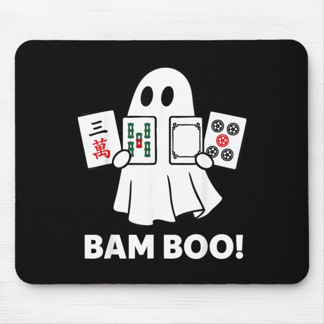 Mousepad Fantasma de Halloween Jogando Mahjong Assustador B (Frente)