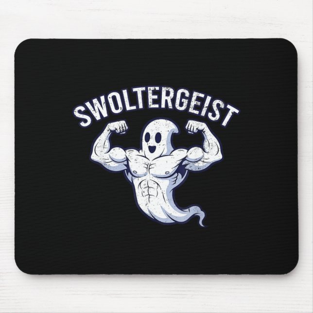 Mousepad Fantasma de musculação de Halloween Engraçado Swol (Frente)