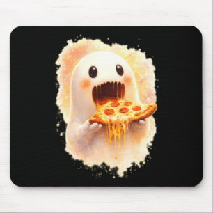 Mousepad Fantasma de Pizza Fofo Comendo Pizza Comida Divert