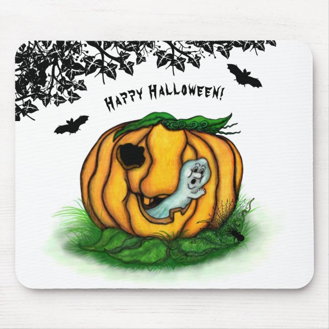 Mousepad Fantasma do Halloween, Bat, Ghost e Spider (Frente)