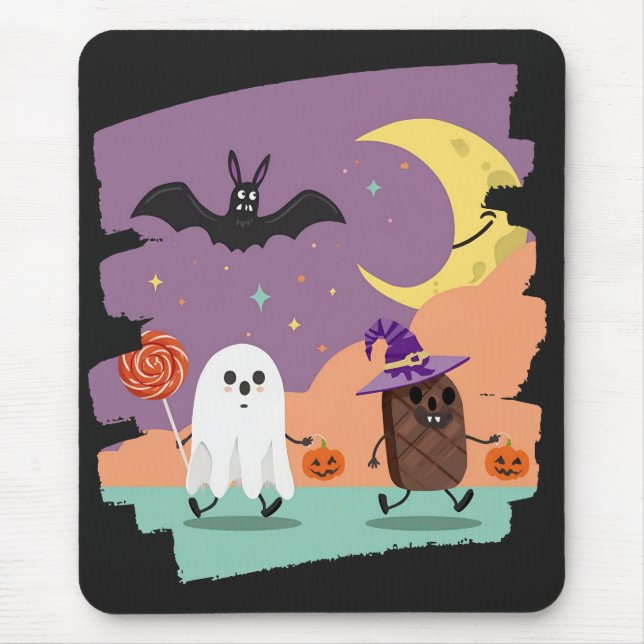 Mousepad Fantasma e Amigos Doces do Halloween (Frente)
