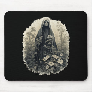 Mousepad Fantasma Gótico Na Floresta Vintage Floral Ghost H
