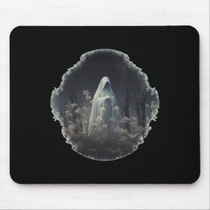 Mousepad Fantasma Gótico Na Floresta Vintage Floral Ghost H