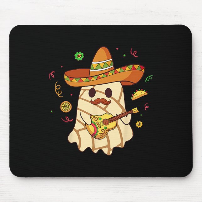 Mousepad Fantasma Mexicano Toca Violão Conchas Pan Dulce (Frente)