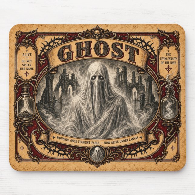 Mousepad Fantasma, Monstro de Circo Vintage (Frente)